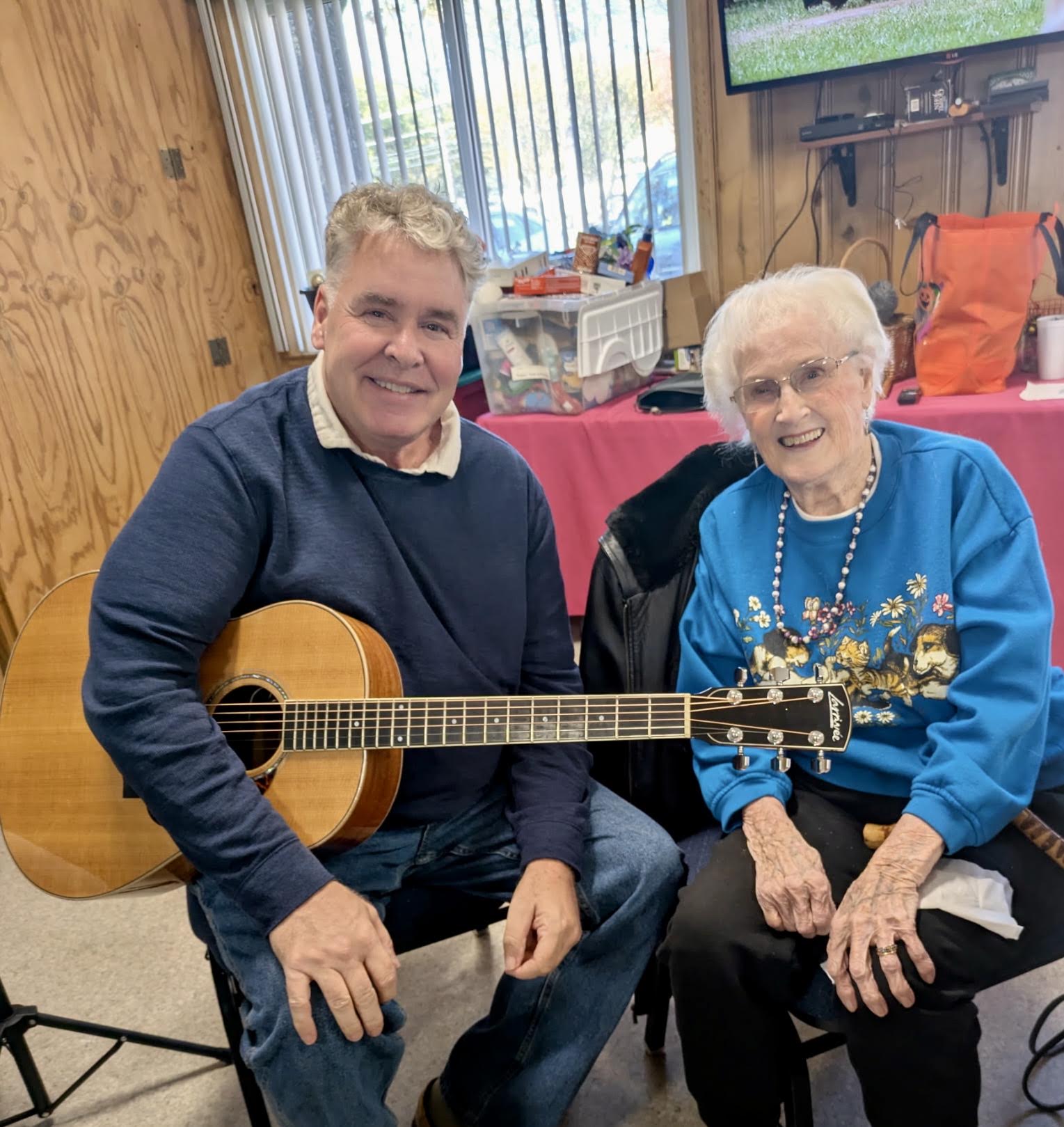 Ehlert with a resident after a performance
